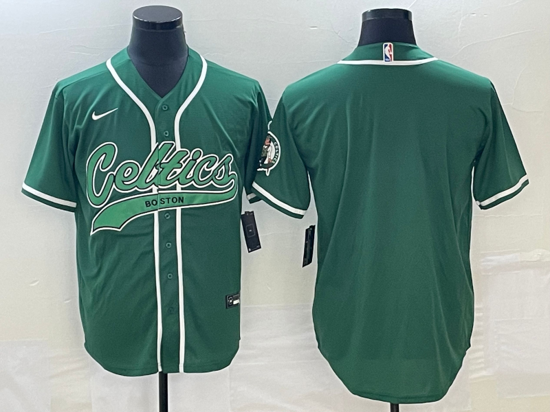 Men's Boston Celtics Blank Green Stitched Baseball Jersey Men's Boston Celtics Blank Green Stitched Baseball Jersey